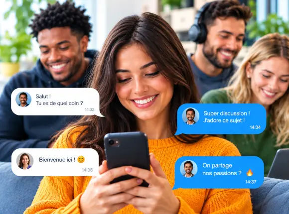 Illustration of people chatting online